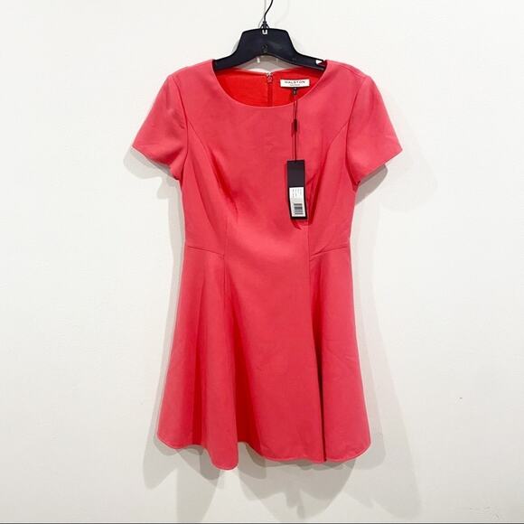 Halston Heritage Fit & Flare Dress In Poppy Pink Size 4 - Picture 2 of 10